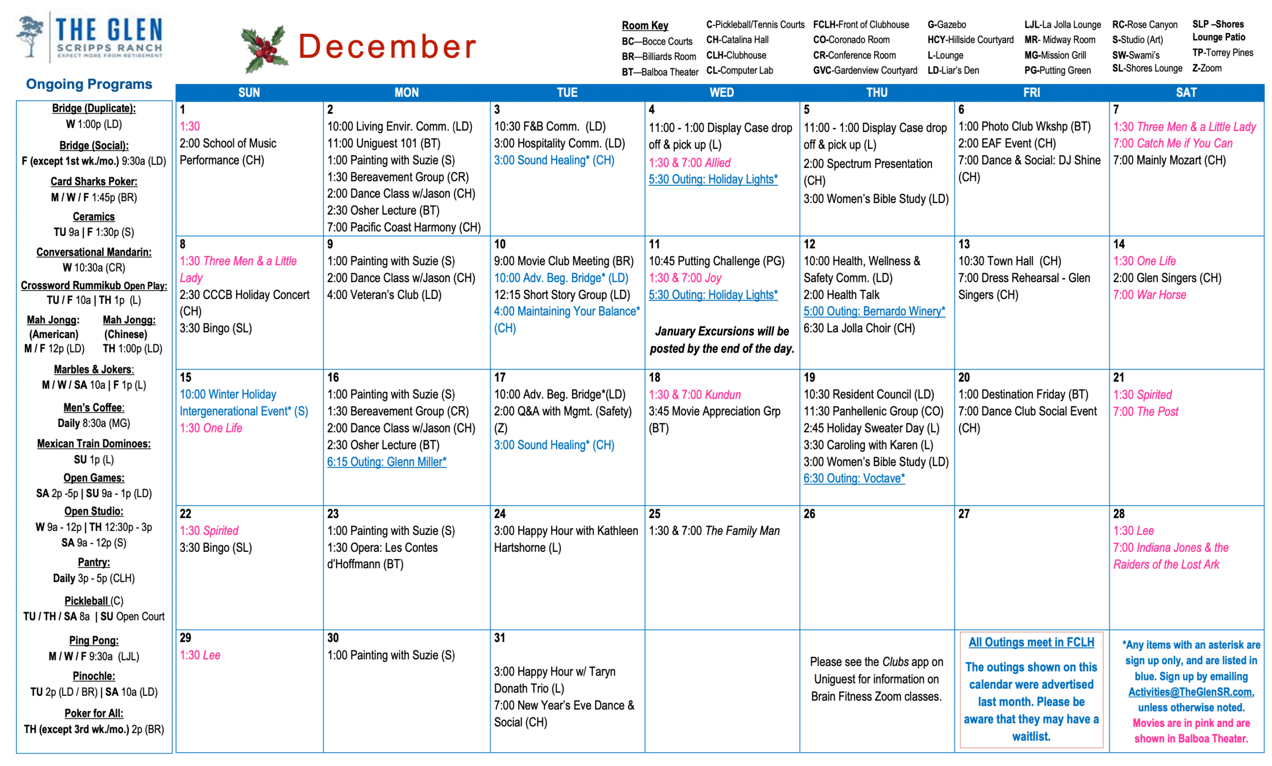 December activity calendar