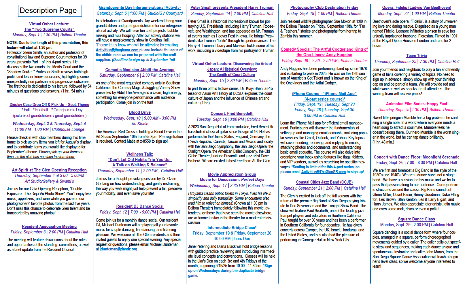 GSR Monthly class descriptions