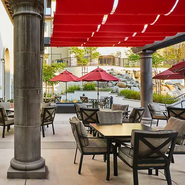Shaded outdoor dining