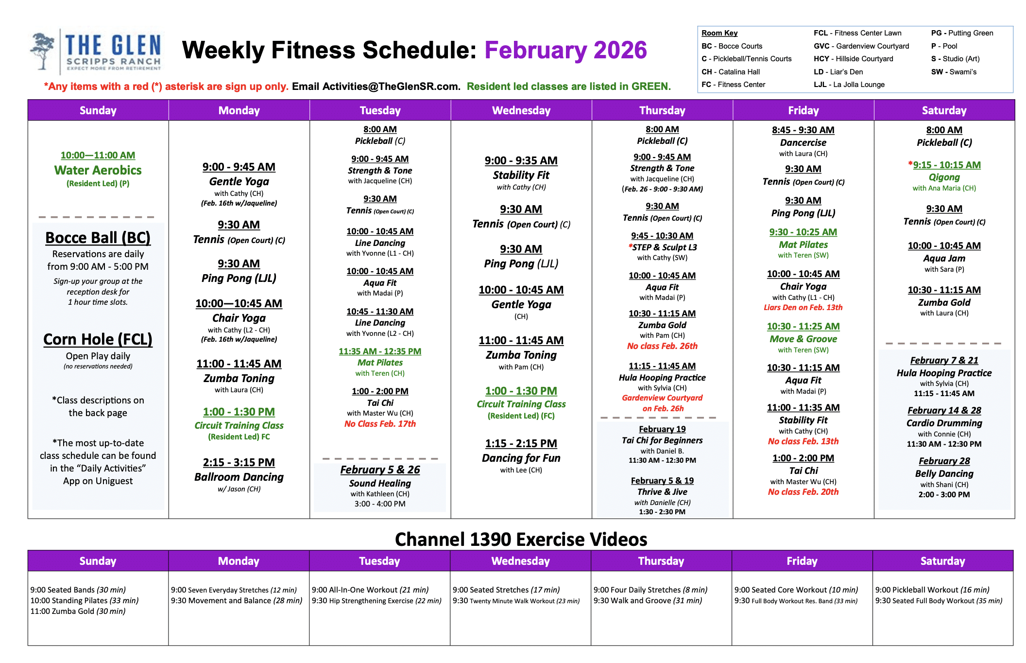 February Fitness Calendar